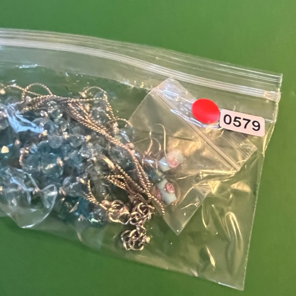 Aqua Color Crystal Beaded Triple Strand Necklace with Glass Bead Earrings - Picture 7 of 7